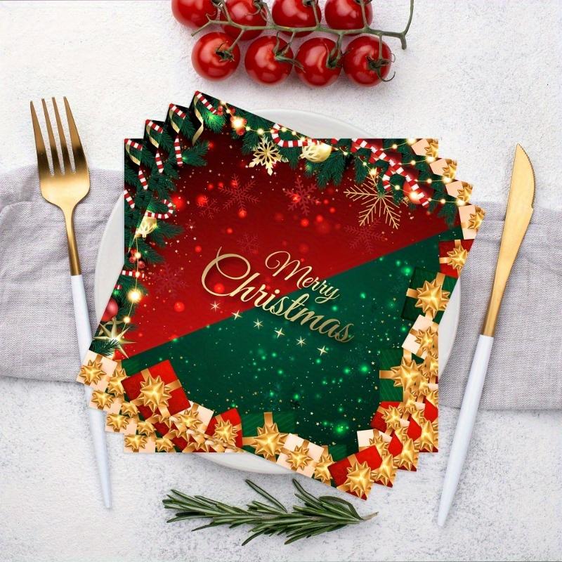 40pcs Count Festive Christmas Paper Napkins with Snowflakes,Merry Christmas Holiday Dinner,Party Birthday Decorations, Christmas