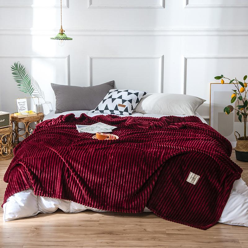 Solid Color Blanket Striped Blanket Coral Fleece Blanket Flannel Blanket Air Conditioning Blanket Nap Blanket Furry Blanket Small Blanket