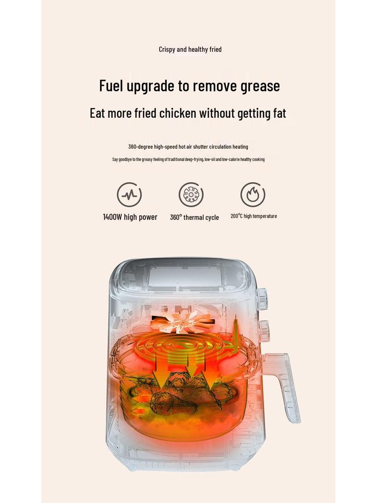 European Multifunctional Smart Electric Fryer, Stainless Steel Air Fryer with Large Capacity, Household Model