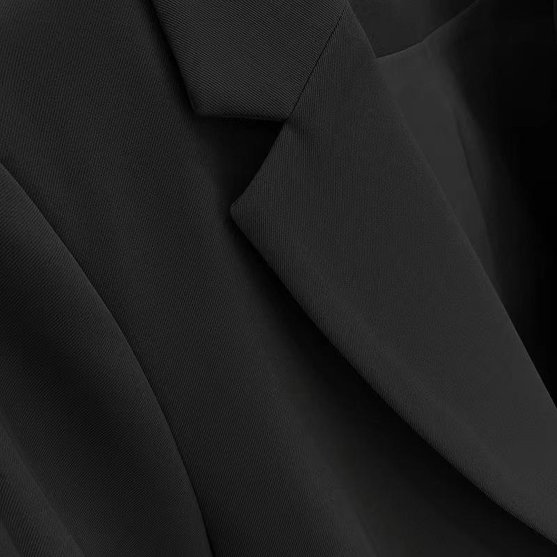 Mode Herbst Neue Blazerjacke Damen Lässig Taschen Langarmjacke Arbeitsanzug Mantel Büro Dame Einfarbig Schlank Schwarz Blazer