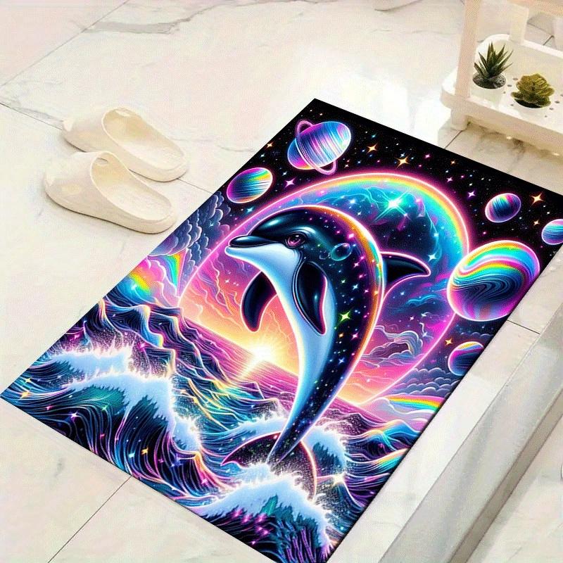

1pc Jumping dolphin Design Area Rug - Soft, Anti-Slip, and Durable Gaming Room Decor for Bedroom 60cm by 90cm