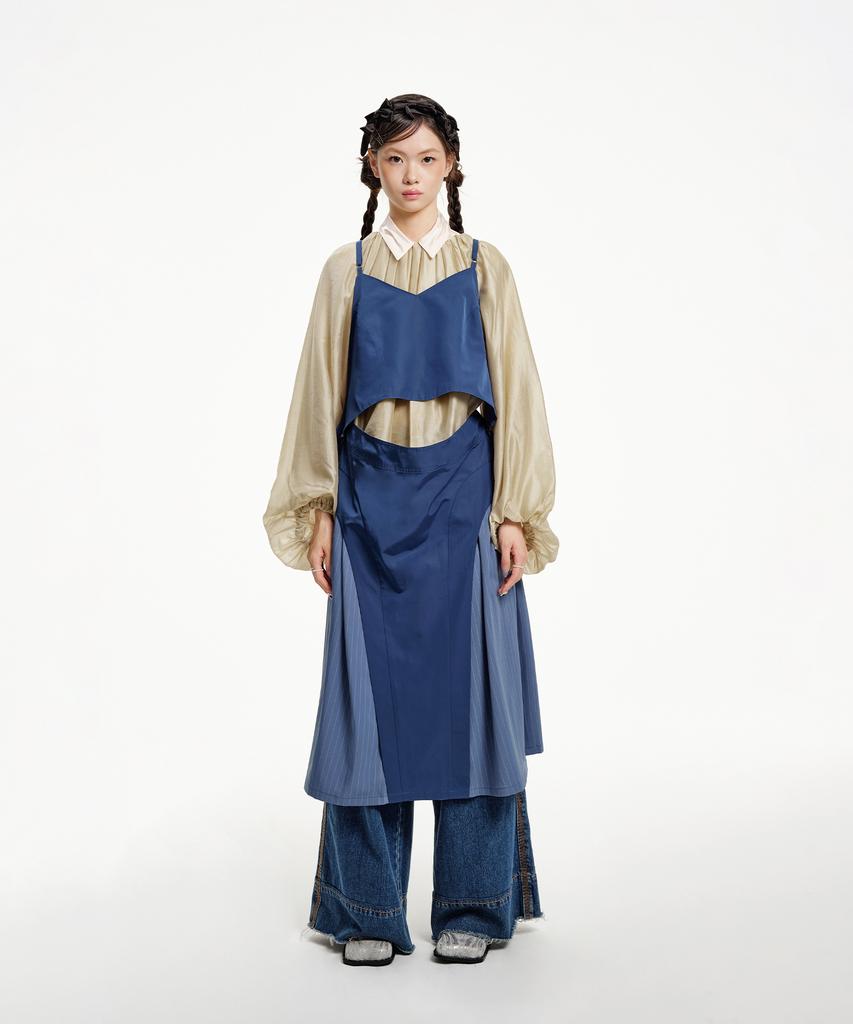 Eipeuleonwei Bullet Cut Apron Dress Blue Size 2