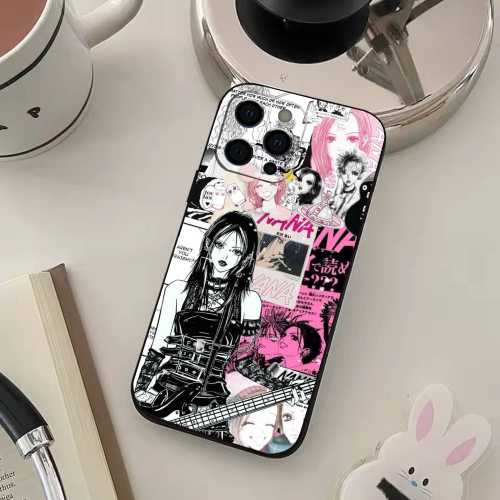 Japanese Classic Anime N-NA N-NA Phone Case For iPhone17,16,15,14,13,12,11 Plus,Pro Max Soft Black Cover