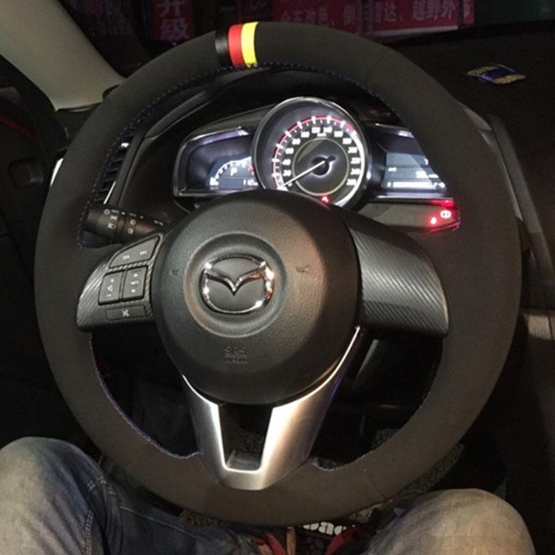 для Mazda 3 Axela Mazda 6 Atenza Mazda 2 CX-3 CX-5 2013-2017 Ручная прошивка Нескользящая Кожаная Накладка на Руль Автомобиля style 3