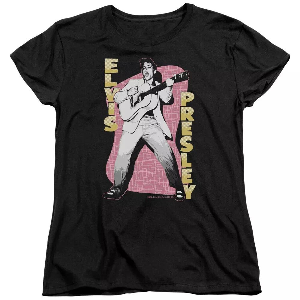 Elvis Pink Rock Women s 100% Cotton T-shirt Mens Tees Top 3XL