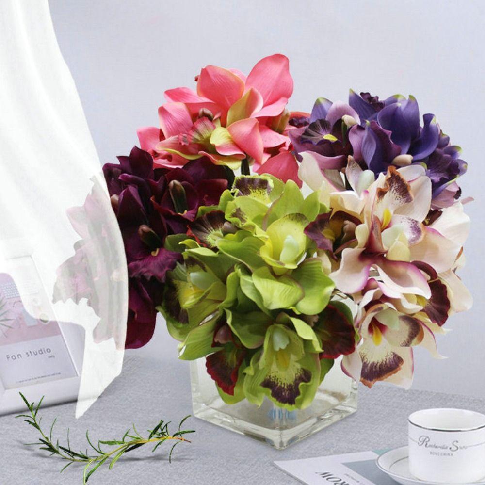 7 Heads Orchid Artificial Flowers Bouquet Fake Artificial Plants Fake Flowers  Wedding Party