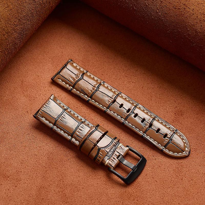 

20/22/24/26мм Качественные кожаные ремешки для часов Кожаный ремешок с бамбуковым узором Универсальные ремешки для часов Аксессуары для мужчин женщин Ремешки 26mm коричневый