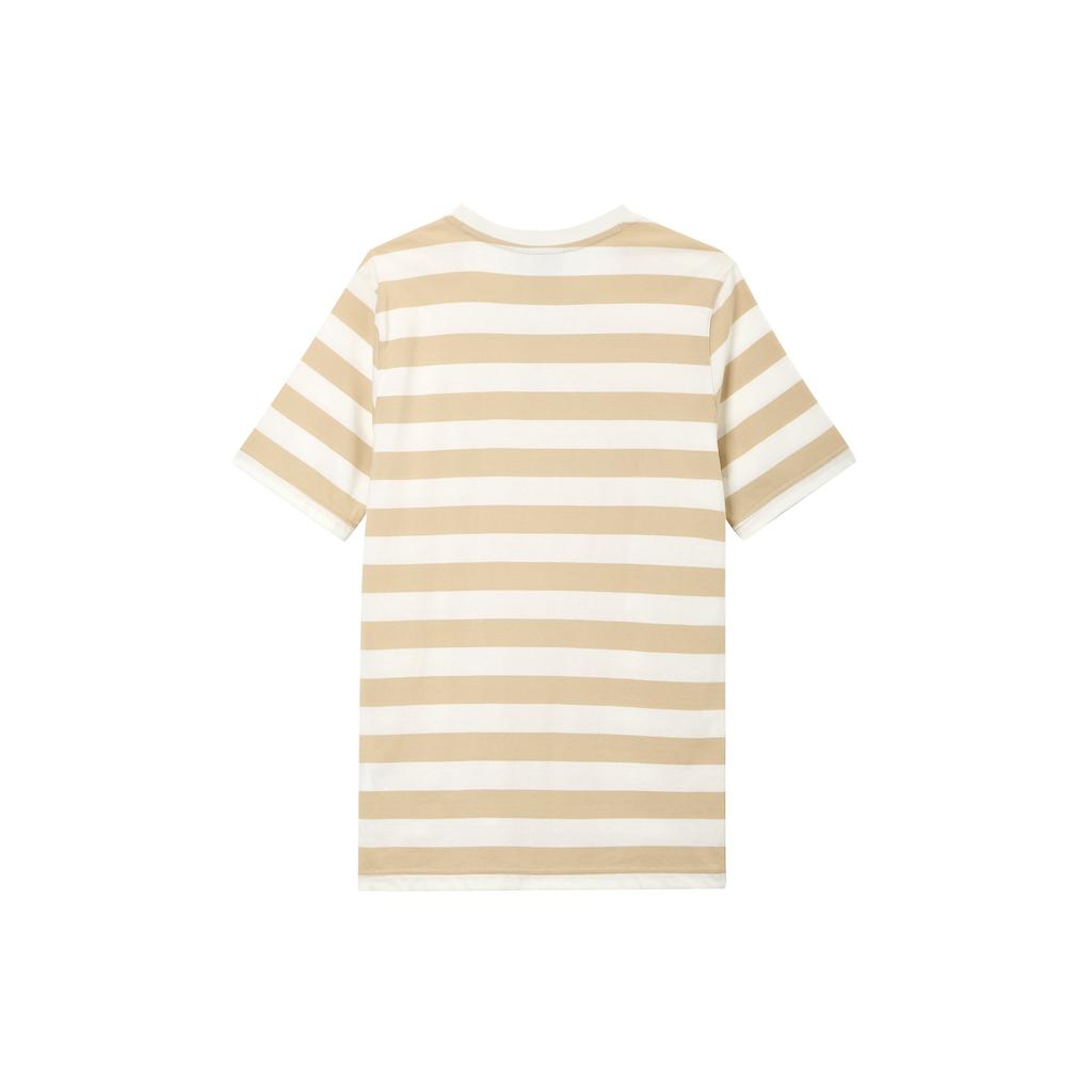 Adidas Originals Striped Round Neck Straight Short Sleeve T-Shirt Men Tops Beige IR7587