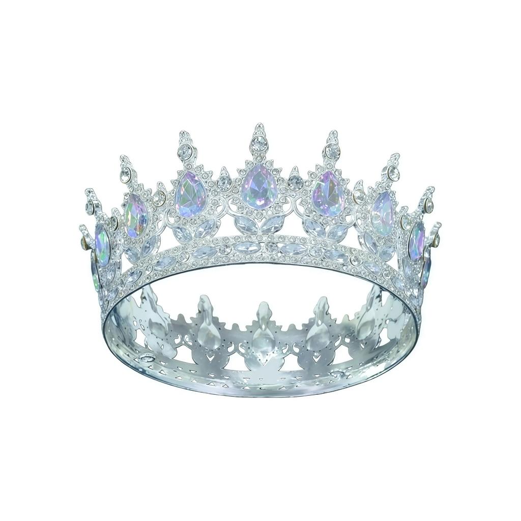 European and American Baroque Bridal Round Crown Party Dance Princess Tiara Birthday Crown Crystal Hair Accessories for Women