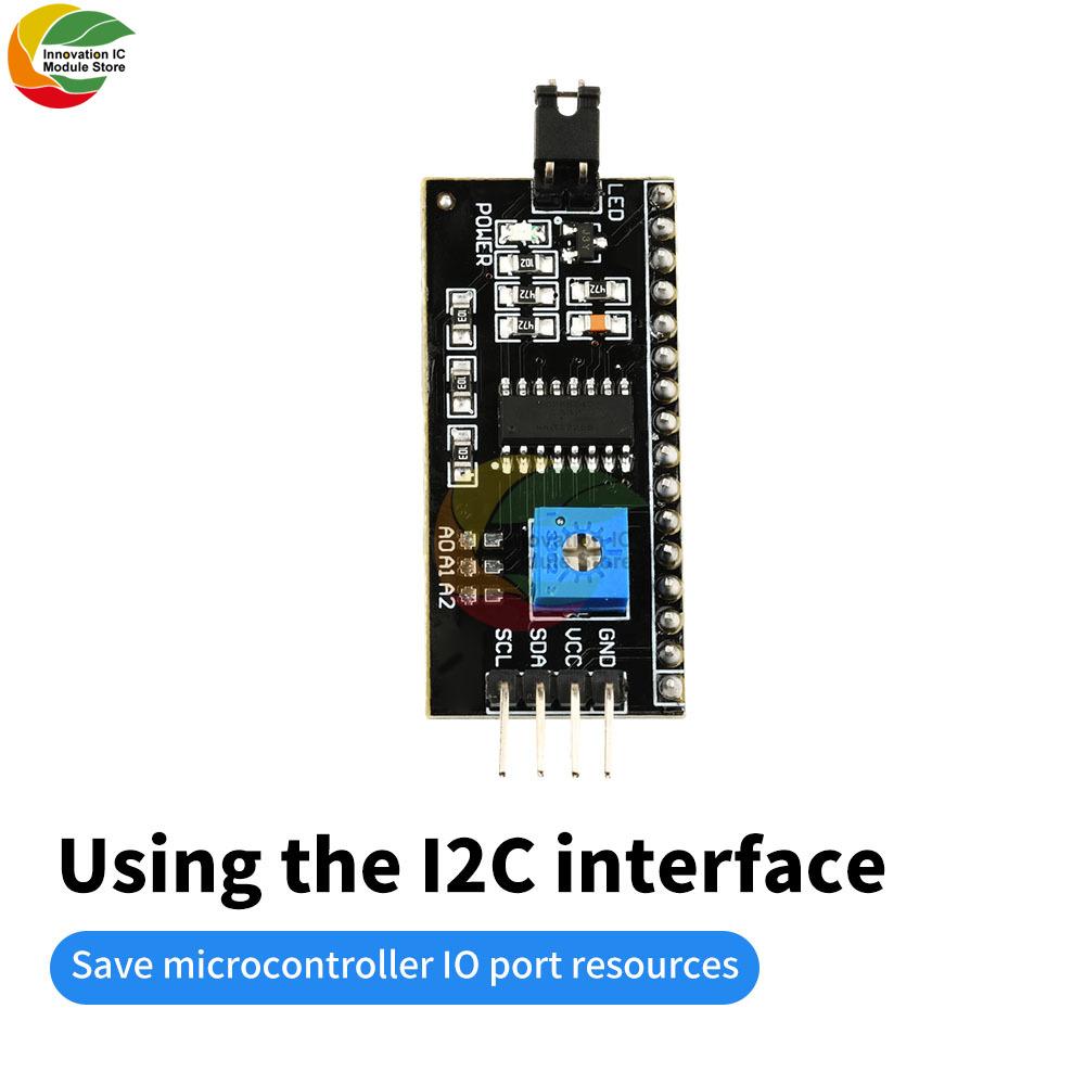 PCF8574 Expansion Board I2C Interface for LCD1602/2004 Black PCB with Adjustable Contrast & Backlight