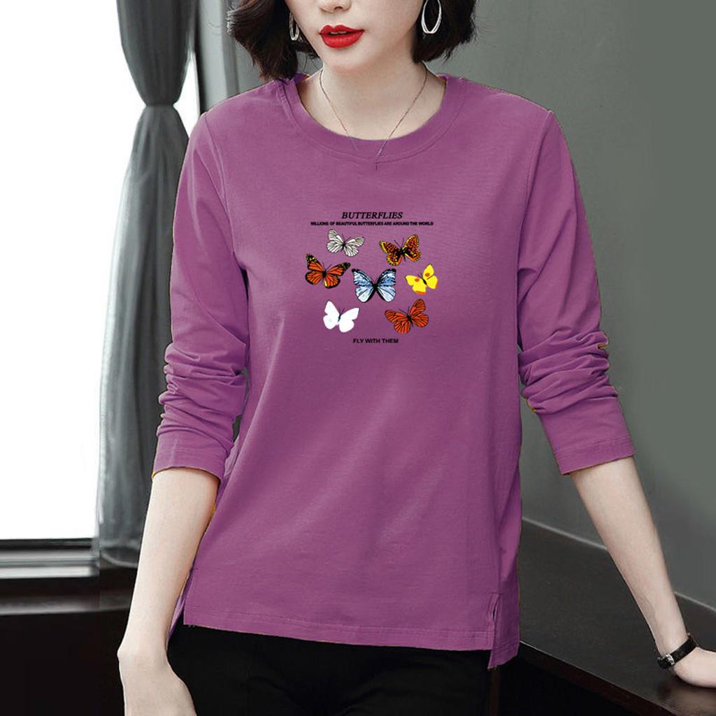 Fashion Women Casual Long Sleeve Printed  Blouse Ladies T-Shirt Tops