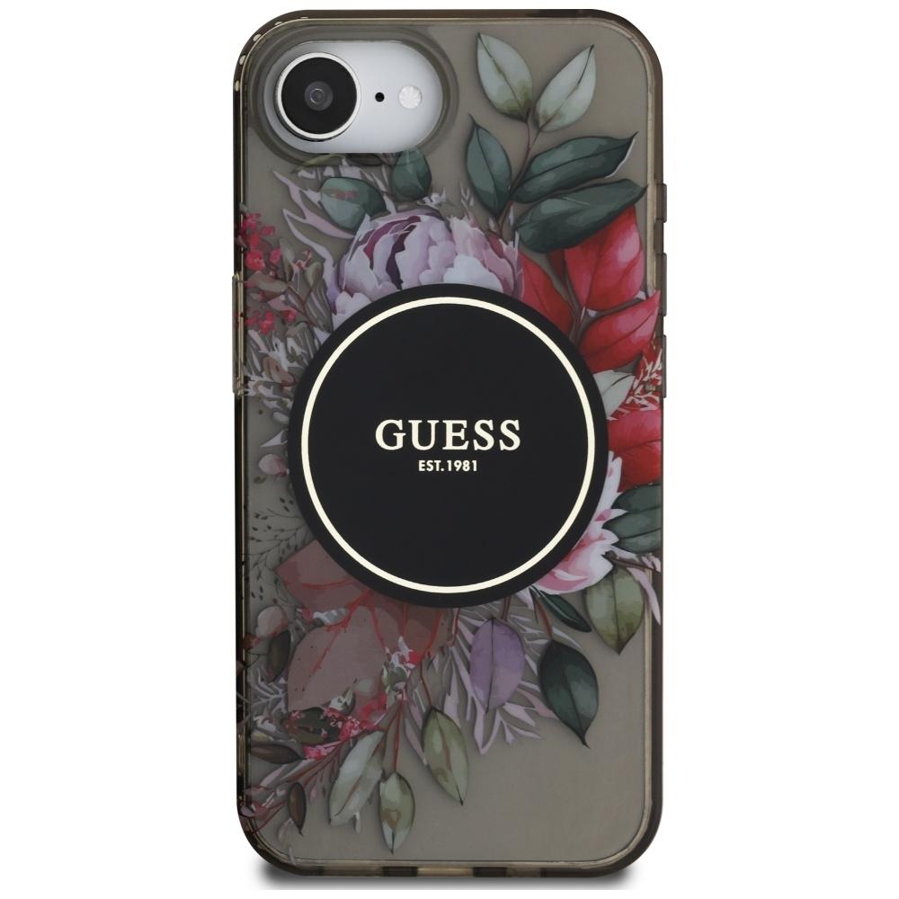 Guess IML Flowers MagSafe case for iPhone 16e / 17e black
