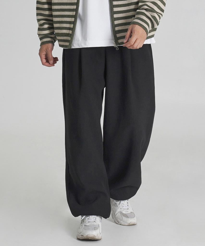 Baldebeullangko [2Pack] Wide One-Pleat Corduroy Fleece-Lined String Pants [3 Colors]