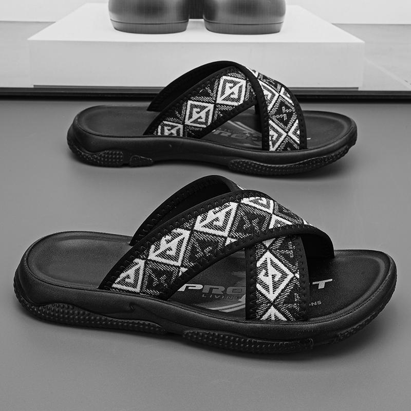 

22 new one-word drag thick-soled outdoor wear daily casual slippers Q elastic soft-soled canvas tide drag 44 чорний