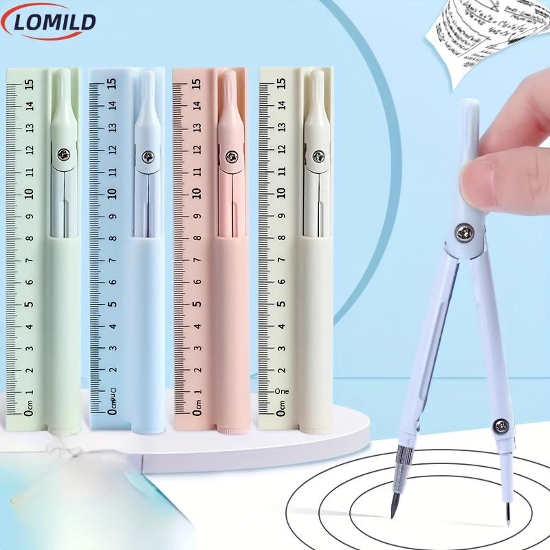 2pcs 3-in-1 Multifunctional Compass Ruler, with Pencil Lead, Math Geometry Tools Circle Student Stationery Supplies, Multifunctional Compass