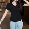 2026 Summer New Slim Fit V-Neck Short-Sleeve T-Shirt for Petite Women