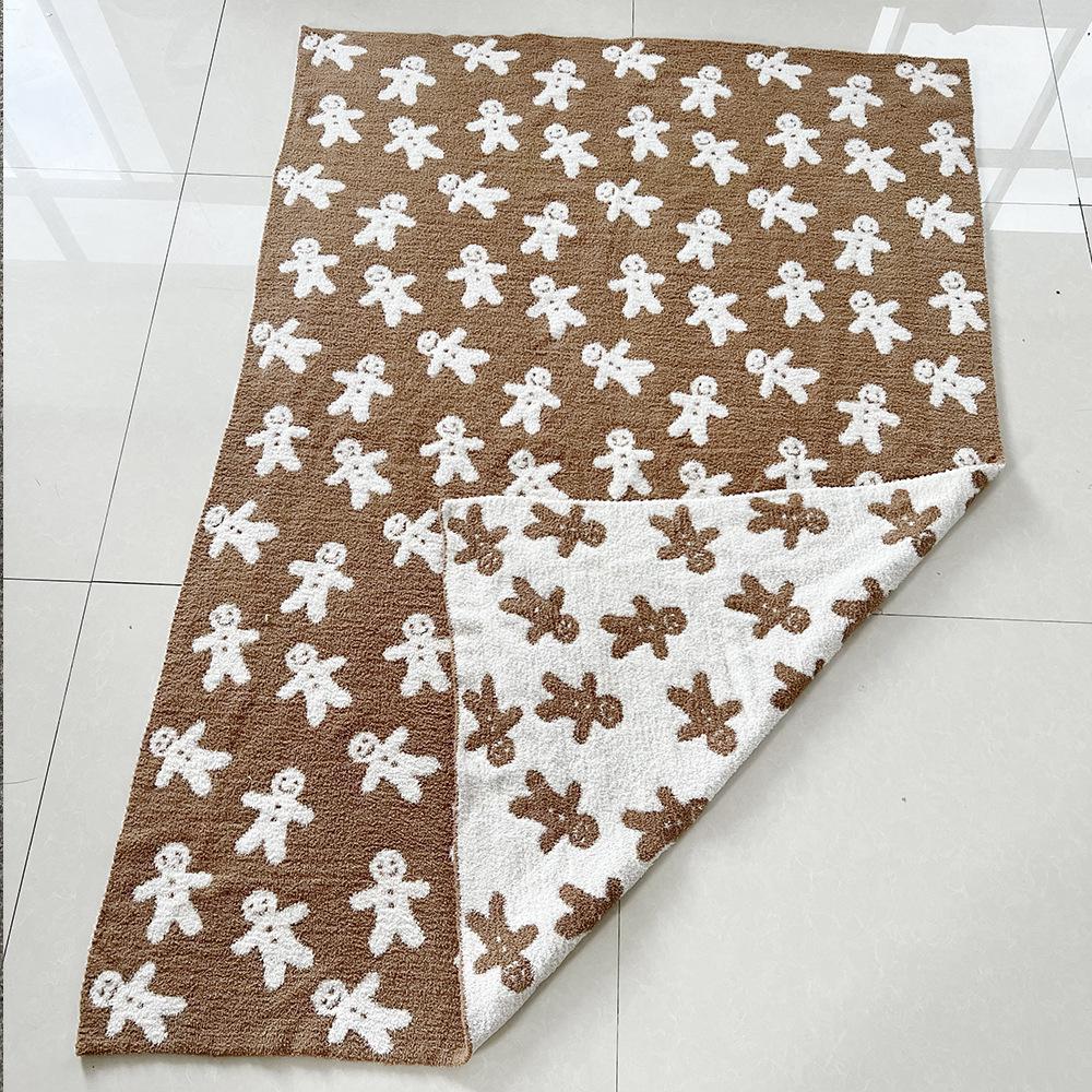 Custom Knit Half-Velvet Gingerbread Man Christmas Blanket - Non-Shedding Holiday Gift