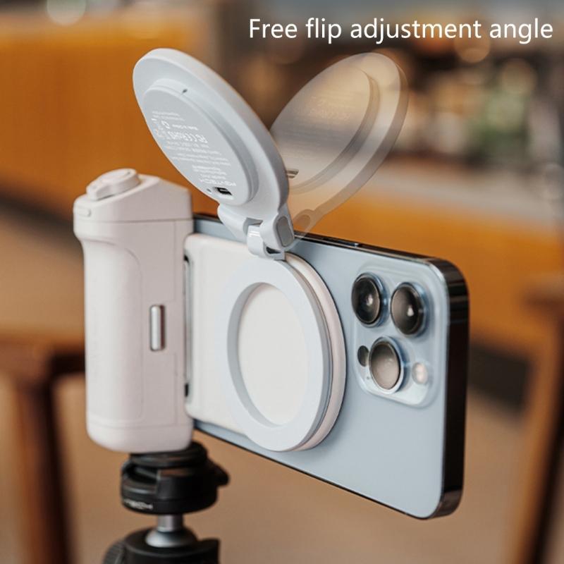 Rechargeable Magnetic LED Phone Light Multiple Brightness Level for Social Media Content Creators Video Calls Streaming