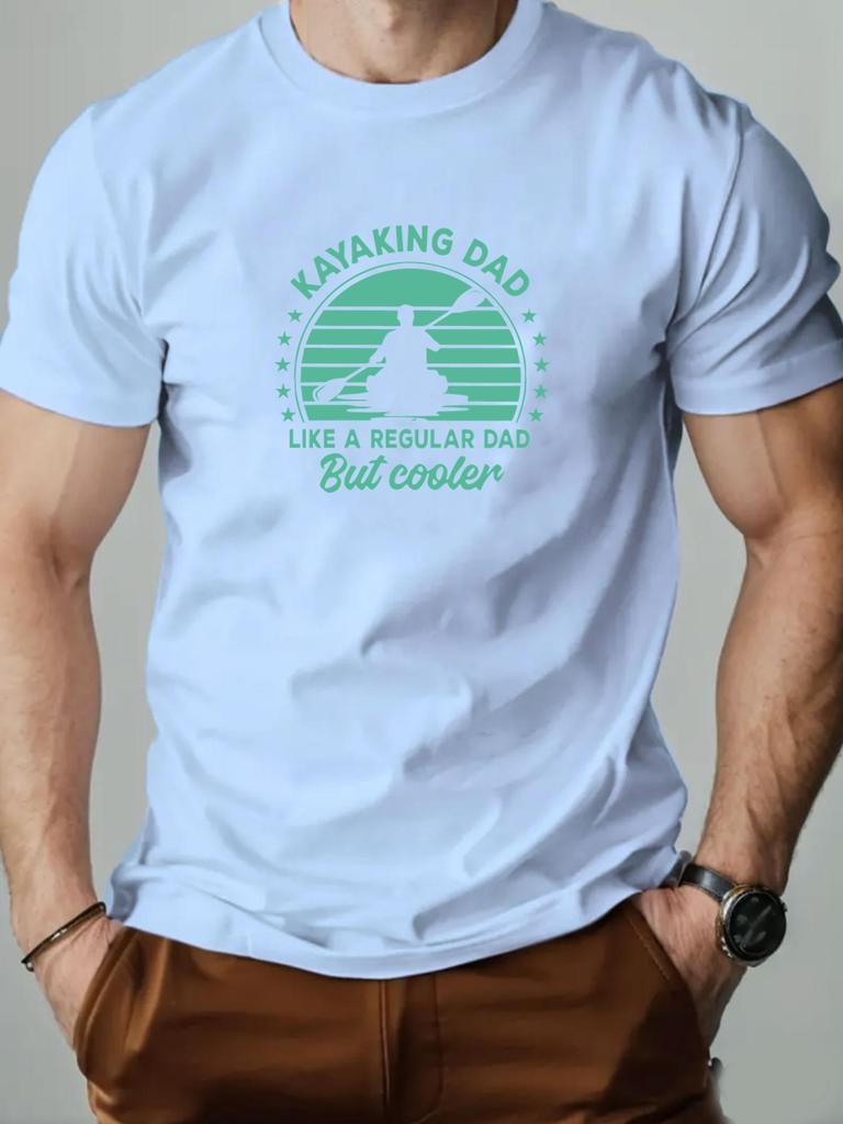 Mens Cotton Tshirt KAYAKING DAD Summer Round Neck Shortsleeved Graphic Breathable Fashion Casual Tshirt