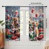 2pcs,2D Plane Printing Curtains Christmas Dogs Tree Snow (2) Polyester (without Rod) Holiday for Various Room Types
