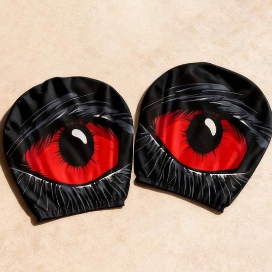 2 Pcs Red Demon Eye Headrest Covers Car Pillow Cases Washable Breathable Decor