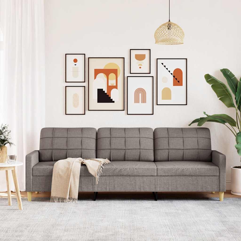 3 Seater Sofa Taupe 210 Cm Fabric