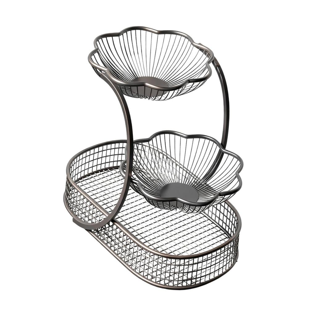 Multi Layer Fruit Rack Metal Vegetable Holder Organizer with Tiered Bowl Design for Kitchen Counter Top and Home Decor