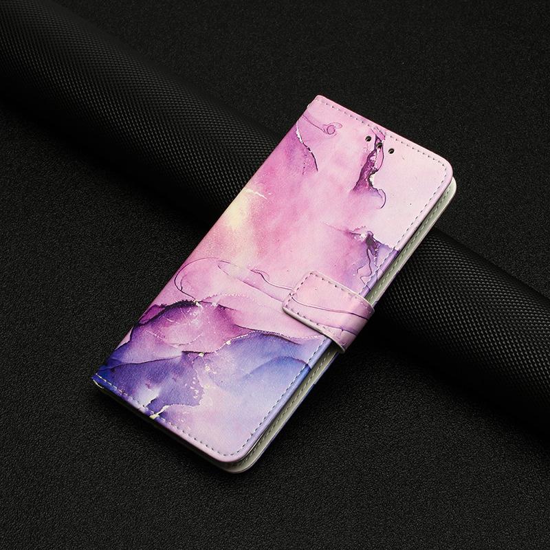 Applicable to Apple 16E mobile phone case iPhone15PROMAX mobile phone leather case flip painted marble protective case