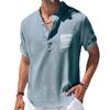 Men's Cotton and Linen Short-sleeved Summer Stand Collar T-shirt Half-cardigan Casual Sports Classic Short-sleeved Shirt