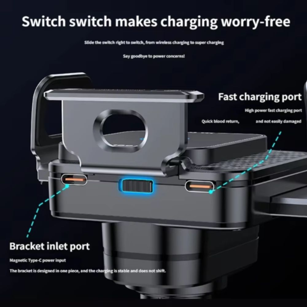90 Degree Rotation Wireless Car Charger Auto Landscape Car Navigation Bracket Dashboard