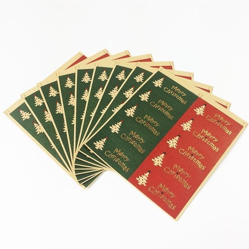 100 Adet/lot Mutlu Noeller Paket Mühür Etiketi Noel Ağacı Hediye Etiketi Etiketi Scrapbooking Noel Partisi Süslemesi İçin