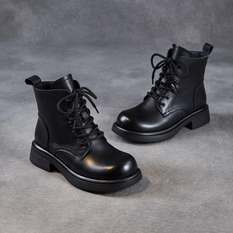 First layer cowhide Martin boots women's autumn and winter new British retro leather thick-soled commuter short boots single leather boots