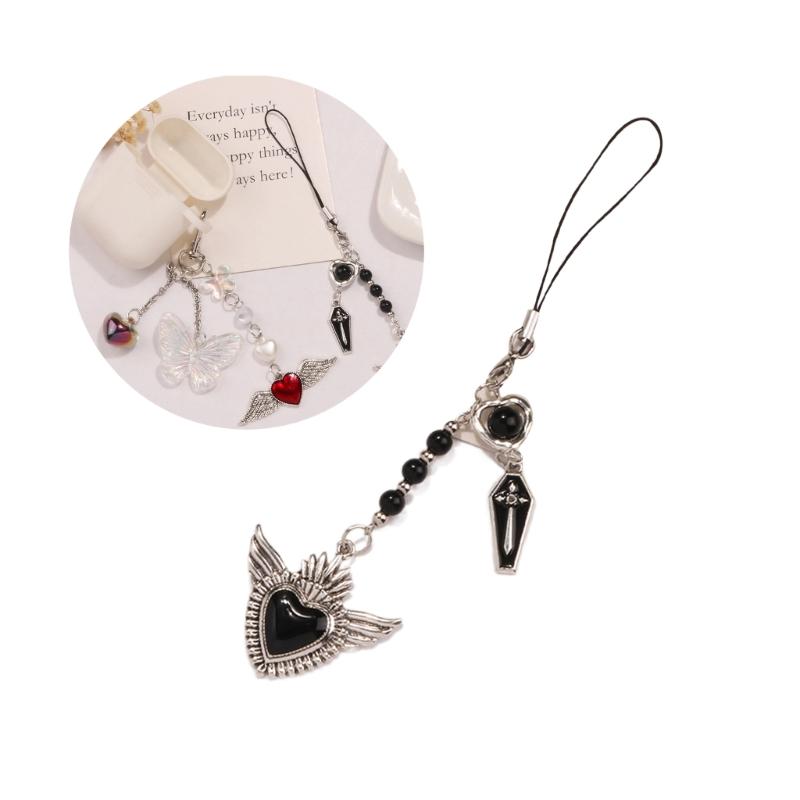 Trendy Phone Lanyard Angel Heart Keychain Pendant Durable Phone Strap Portable Phone Jewelry Suitable for Keys Phones