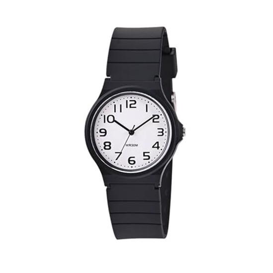 Codzienny modny zegarek na rękę mechanizm kwarcowy kompaktowy lekki wodoodporny odporny na upadki miękki pasek czytelne oznaczenia unisex czarny.