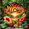 Vintage Tropical Beach Sunset Metal Tin Sign Aloha Wall Decor for Home
