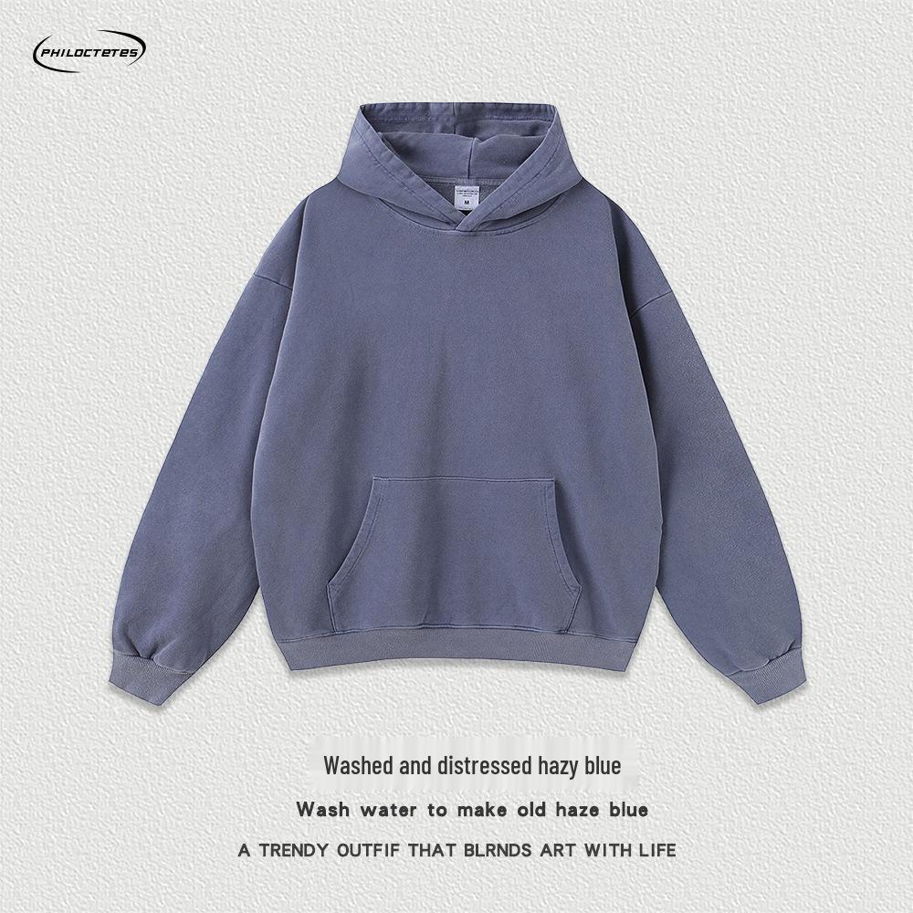 420g Salt-Washed Distressed Oversized Retro Hoodie