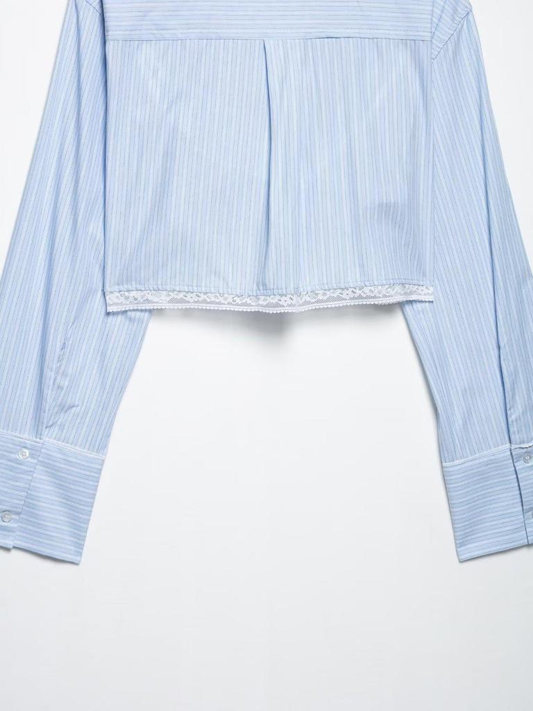 TAOP&ZA Spring/Summer Women's Lace Stripe Shirt Dress Pants Set