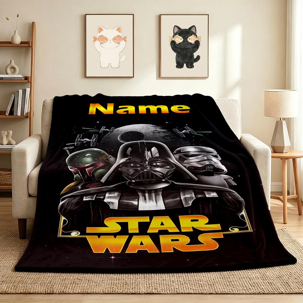 Custom Name Darth Vader Lightsaber Flannel Blanket Throw Blanket Soft Warm Sofa Bed Decor Unique Gift