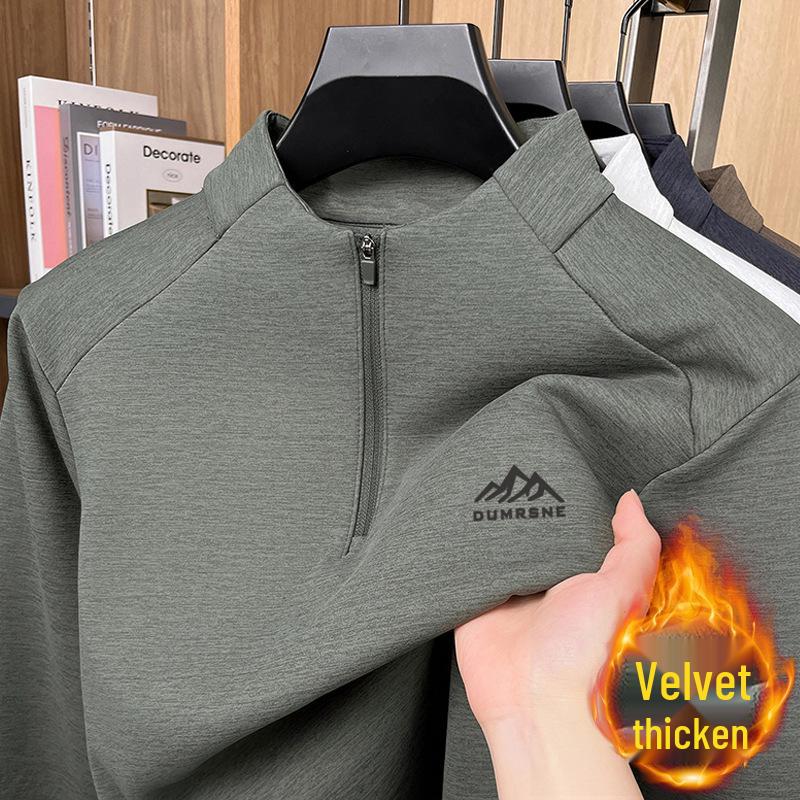 

Men s Winter Half-Zip Fleece-Lined Stand Collar Hoodie 3XL (185) for 165-180 jin