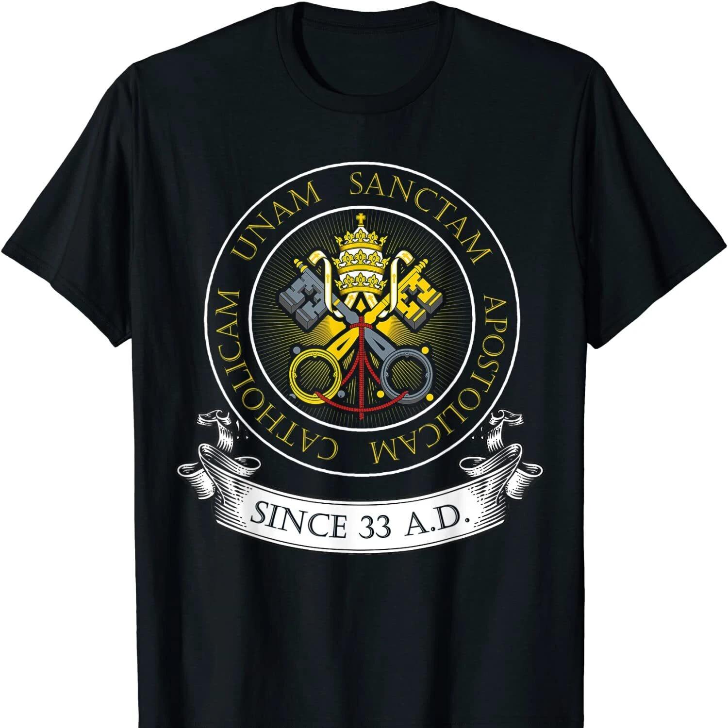 One Holy Catholic  Apostolic Church Catholic Latin T Shirt New 100 Cotton Short Sleeve ONeck Tshirt Casual Mens Top S