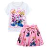 Summer Fashion Comfortable Anime Cartoon Cute Fashion Printed Set Soft Beautiful Bow Short Sleeve Pleated Skirt Set