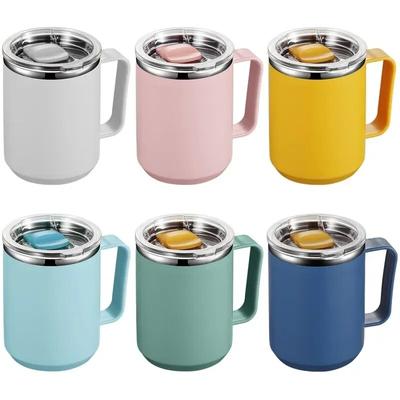 1Pc Kaffeebecher mit Deckel Griff Edelstahl Becher Vakuum Tasse Tragbare Isolierte Tasse Für Reisen