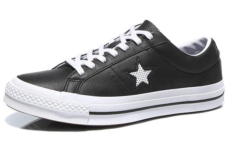 Converse One Star Low Leather Black White 158465C