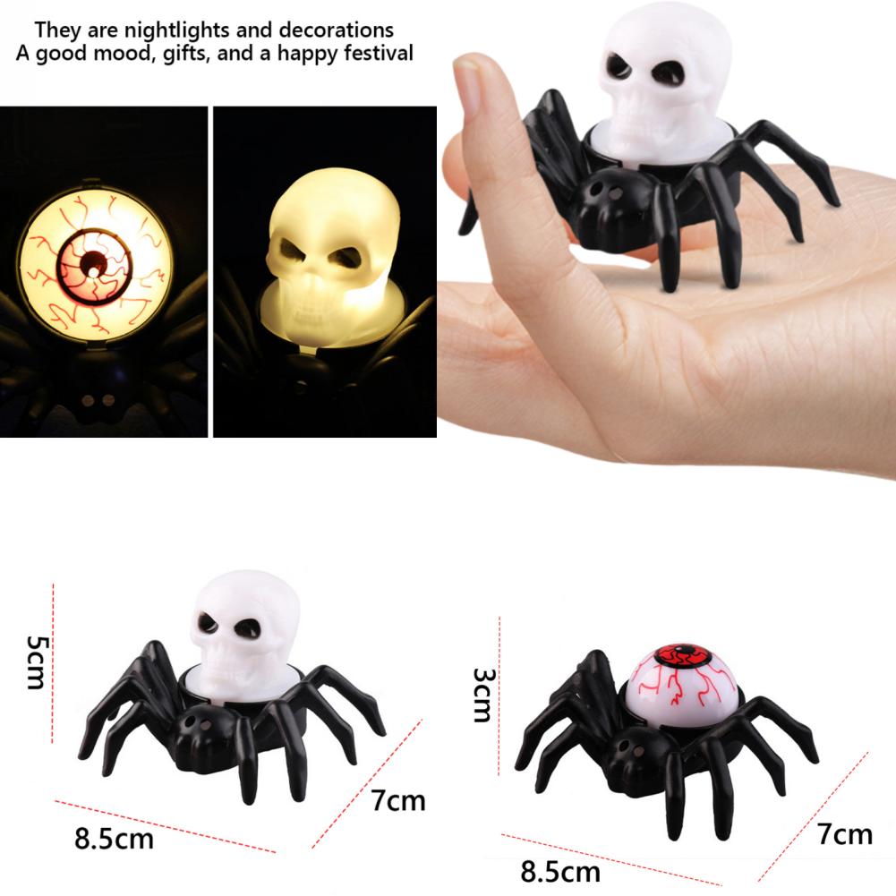 12pcs Halloween Creepy Eyeball Spider Tea Lights Battery Operated LED Horror Spider Light for Party Kitchen Bedroom Table Window