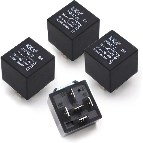 Pack Of 4 Car Starter Relays, 5-Pin 12V Accessory Power, Waterproof Relay Switch, Universal For Most Cars, Trucks And Vans (Black #2)