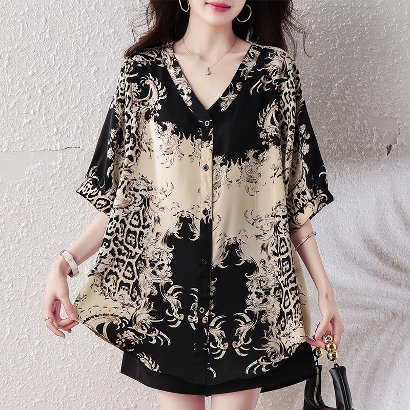 

Plus Size Women s Retro Chiffon Casual Short Sleeve Summer Top Plus Size 4XL