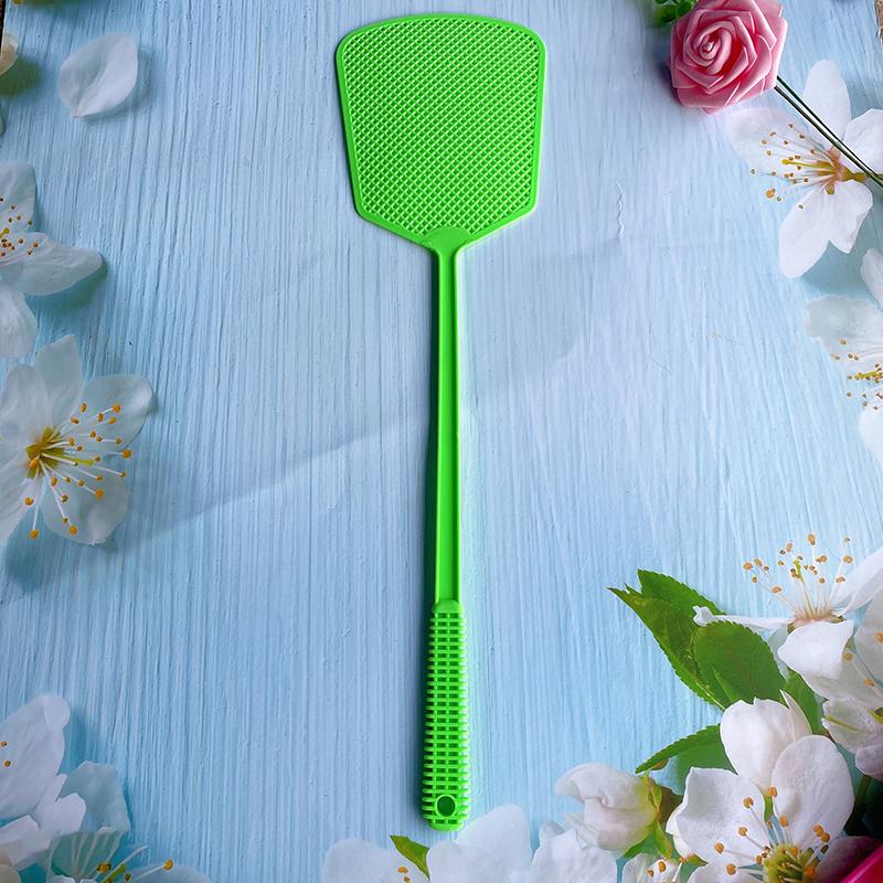 1/5Pcs Plastic Fly Swatter For Household Use, Thick And Extended Handle, Large Size, Manual, Durable Fly And Mosquito Swatter