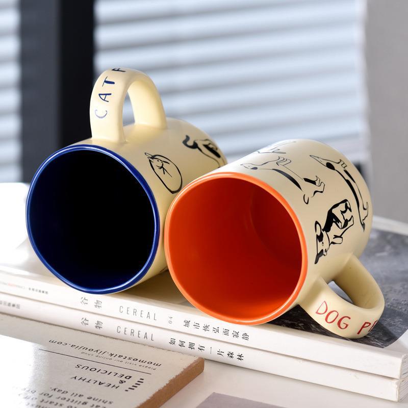 Creative Cute Cat Dog Mug Couple Cup Gift, Milk Cup, Office Coffee Ceramic Cup