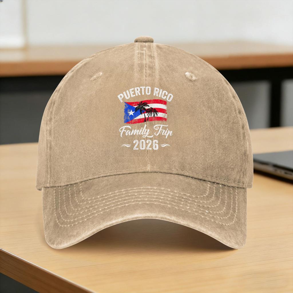 Puerto Rico Family Trip Vacation Washed Baseball Cap yk Funny Sun Trucker Hat Spring Unisex Unisex Hunting Snapback Cap