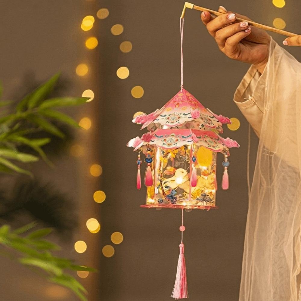 PVC DIY Craft Material Kit Lightweight Handheld Lantern Hanging LED Lantern  Spring Festival